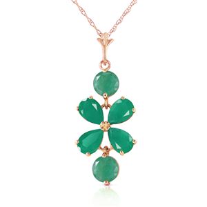 ALARRI 3.15 Carat 14K Solid Rose Gold Petals Emerald Necklace