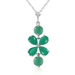 ALARRI 3.15 CTW 14K Solid White Gold Delicate Leaf Emerald Necklace