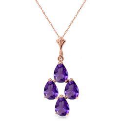 ALARRI 1.5 Carat 14K Solid Rose Gold Pyramid Amethyst Necklace