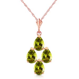 ALARRI 2.25 Carat 14K Solid Rose Gold Pyramid Peridot Necklace