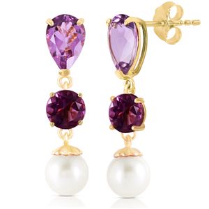 ALARRI 10.5 CTW 14K Solid Gold Chandelier Earrings Amethyst Pearl