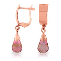 ALARRI 2.5 Carat 14K Solid Rose Gold Leverback Earrings Drop Pink Topaz