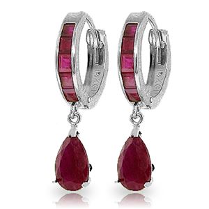 ALARRI 4.8 CTW 14K Solid White Gold Hoop Huggie Earrings Ruby