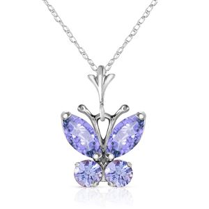 ALARRI 0.6 Carat 14K Solid White Gold Butterfly Necklace Tanzanite