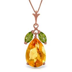 ALARRI 14K Solid Rose Gold Necklace w/ Citrine & Peridots