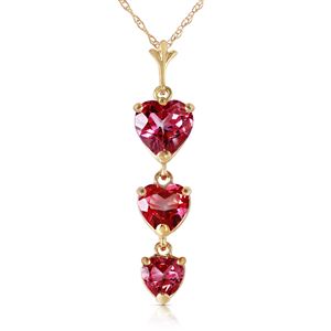 ALARRI 3.03 Carat 14K Solid Gold Hand On Heart Pink Topaz Necklace