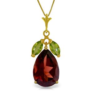 ALARRI 6.5 Carat 14K Solid Gold Necklace Garnet Peridot