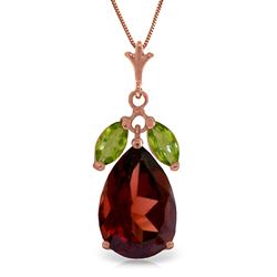 ALARRI 14K Solid Rose Gold Necklace w/ Garnet & Peridots