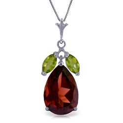 ALARRI 6.5 Carat 14K Solid White Gold Necklace Garnet Peridot