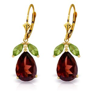 ALARRI 13 Carat 14K Solid Gold Leverback Earrings Peridot Garnet