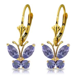 ALARRI 1.24 Carat 14K Solid Gold Butterfly Earrings Natural Tanzanite