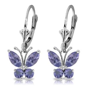 ALARRI 1.24 Carat 14K Solid White Gold Butterfly Earrings Natural Tanzanite