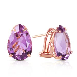 ALARRI 10 Carat 14K Solid Rose Gold Pear Shape Amethyst Earrings