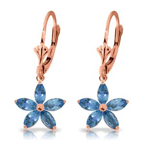 ALARRI 2.8 Carat 14K Solid Rose Gold Blue Topaz Starbright Earrings