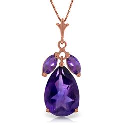 ALARRI 14K Solid Rose Gold Necklace w/ Natural Purple Amethysts