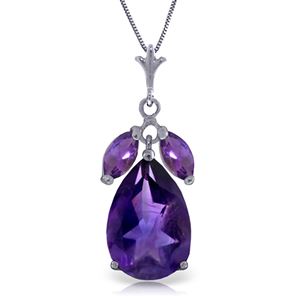 ALARRI 6.5 Carat 14K Solid White Gold Enduring Flame Amethyst Necklace