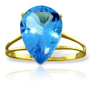 ALARRI 5 Carat 14K Solid Gold Loving Stir Blue Topaz Ring