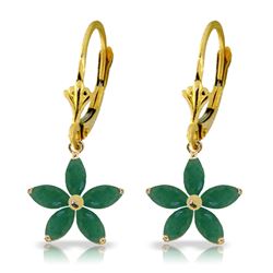 ALARRI 2.8 Carat 14K Solid Gold Leverback Earrings Natural Emerald