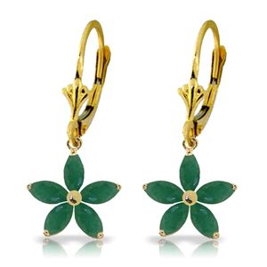 ALARRI 2.8 Carat 14K Solid Gold Leverback Earrings Natural Emerald