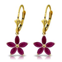 ALARRI 2.8 Carat 14K Solid Gold Leverback Earrings Natural Ruby