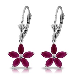 ALARRI 2.8 CTW 14K Solid White Gold Leverback Earrings Natural Ruby