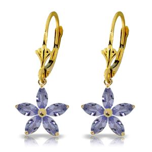 ALARRI 2.8 Carat 14K Solid Gold Leverback Earrings Natural Tanzanite