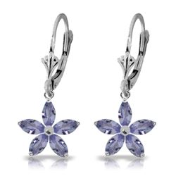 ALARRI 2.8 Carat 14K Solid White Gold Leverback Earrings Natural Tanzanite