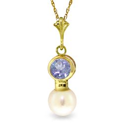 ALARRI 2.48 Carat 14K Solid Gold Necklace Tanzanite Pearl