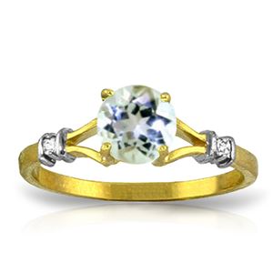 ALARRI 1.02 CTW 14K Solid Gold Visible Love Aquamarine Diamond Ring