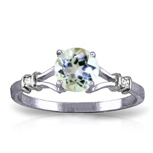 ALARRI 1.02 Carat 14K Solid White Gold Hot Topic Aquamarine Diamond Ring