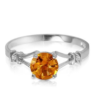 ALARRI 1.02 CTW 14K Solid White Gold Faminine Riff Citrine Diamond Ring