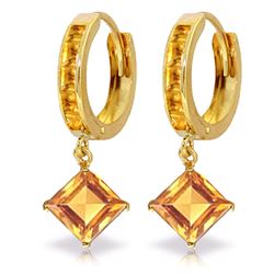 ALARRI 4.4 Carat 14K Solid Gold Hoop Earrings Dangling Citrine