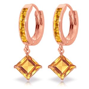 ALARRI 4.4 CTW 14K Solid Rose Gold Hoop Earrings Dangling Citrine