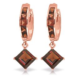 ALARRI 4.4 Carat 14K Solid Rose Gold Huggie Garnet Drop Earrings