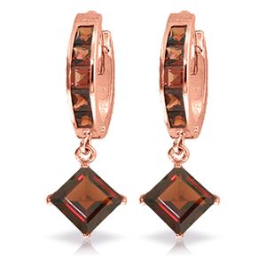 ALARRI 4.4 Carat 14K Solid Rose Gold Huggie Garnet Drop Earrings