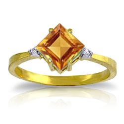 ALARRI 1.77 CTW 14K Solid Gold Ring Diamond Citrine