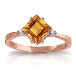 ALARRI 1.77 Carat 14K Solid Rose Gold Ring Diamond Citrine