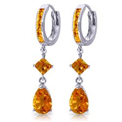 ALARRI 5.62 CTW 14K Solid White Gold Huggie Earrings Dangling Citrine