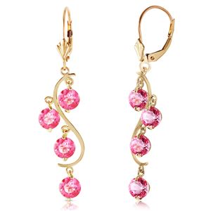 ALARRI 4.95 Carat 14K Solid Gold Chandelier Earrings Natural Pink Topaz