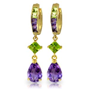 ALARRI 5.38 CTW 14K Solid Gold Huggie Earrings Peridot Amethyst