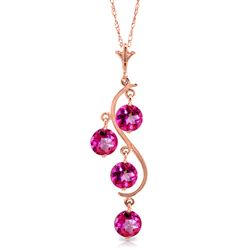 ALARRI 14K Solid Rose Gold Necklace w/ Natural Pink Topaz