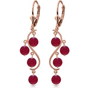 ALARRI 4 Carat 14K Solid Rose Gold Chandelier Earrings Natural Ruby
