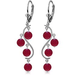 ALARRI 4 Carat 14K Solid White Gold Chandelier Earrings Natural Ruby