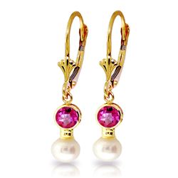 ALARRI 2.7 Carat 14K Solid Gold Leverback Earrings Pearl Pink Topaz