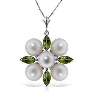 ALARRI 6.3 CTW 14K Solid White Gold Hovering Glimmer Peridot Citrine Necklace