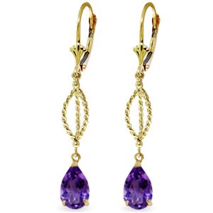 ALARRI 3 CTW 14K Solid Gold Fleur De Lis Amethyst Earrings