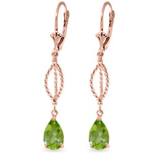 ALARRI 3 Carat 14K Solid Rose Gold Peridot Dangling Earrings