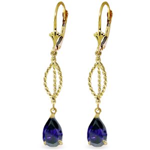 ALARRI 3 CTW 14K Solid Gold Dark Is The Night Sapphire Earrings