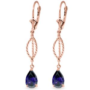 ALARRI 3 Carat 14K Solid Rose Gold Sapphire Dangling Earrings