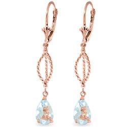 ALARRI 3 CTW 14K Solid Rose Gold Earrings Dangling Aquamarine